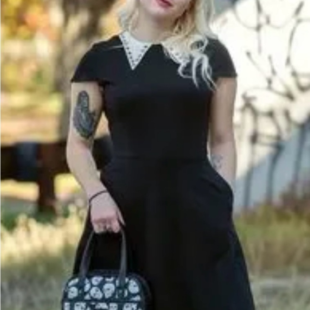 Sourpuss Black A-Line Mini Dress with Peter Pan Collar